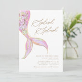 Invitation Fête d'anniversaire rose des filles de la mer (Debout devant)