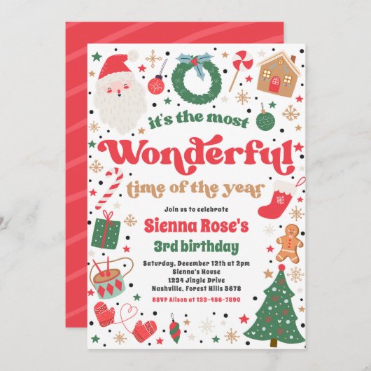 Invitation Fête d'anniversaire rose des plus merveilleux (Devant / Derrière)