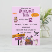 Invitation Fête d'anniversaire rose d'Halloween éffrayant (Debout devant)