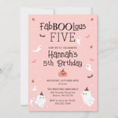 Invitation Fête d'anniversaire rose et noir d'Halloween (Devant)