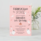 Invitation Fête d'anniversaire rose et noir d'Halloween (Debout devant)