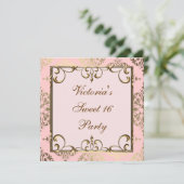 Invitation Fête d'anniversaire rose et or (Debout devant)