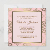 Invitation Fête d'anniversaire rose et or (Dos)