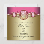 Invitation Fête d'anniversaire rose et or (Dos)