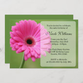 Invitation Fête d'anniversaire rose et verte de marguerite de (Devant / Derrière)