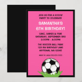 Invitation Fête d'Anniversaire rose Fille de football (Devant / Derrière)