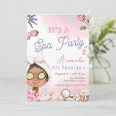 Invitation Fête d'anniversaire rose fille de spa mignon (Debout devant)
