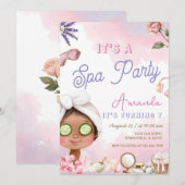 Invitation Fête d'anniversaire rose fille de spa mignon (Devant / Derrière)