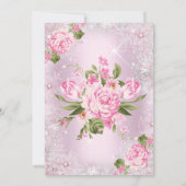 Invitation Fête d'anniversaire rose Floral hiver Wonderland (Dos)