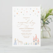 Invitation Fête d'anniversaire rose Floral Princess Girl (Debout devant)