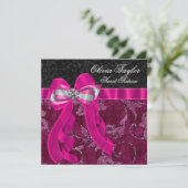 Invitation Fête d'anniversaire rose fuchsia chaud (Debout devant)