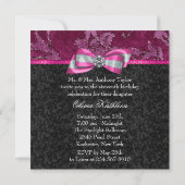 Invitation Fête d'anniversaire rose fuchsia chaud (Dos)