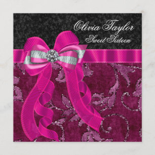 Invitation Fête d'anniversaire rose fuchsia chaud
