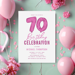 Invitation Fête d'anniversaire rose girly pour ses 70 ans