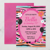 Invitation Fête d'anniversaire rose glamour (Devant / Derrière)