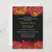 Invitation Fête d'Anniversaire Rose Gold Black Floral (Dos)