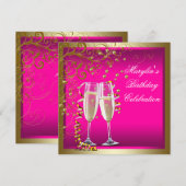 Invitation Fête d'anniversaire rose gold pour femme (Devant / Derrière)