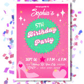 Invitation Fête d'Anniversaire Rose Hot, Étincelle