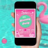 Invitation Fête d'Anniversaire Rose Hot, Étincelle