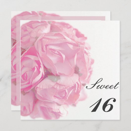 Invitation Fête d'anniversaire rose majestueuse de sweet (Devant / Derrière)