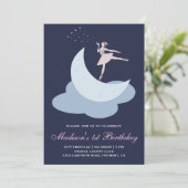 Invitation Fête d'anniversaire rose mignonne de ballerine de (Debout devant)