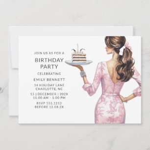 Invitation Fête d'anniversaire rose moderne