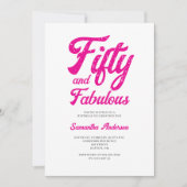 Invitation Fête d'anniversaire rose moderne 50 ans et fabuleu (Devant)