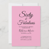 Invitation Fête d'anniversaire rose moderne 60 ans et fabuleu (Devant)