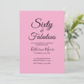 Invitation Fête d'anniversaire rose moderne 60 ans et fabuleu (Debout devant)