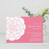 Invitation Fête d'anniversaire rose moderne de fleur de (Debout devant)
