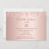 Invitation fête d'anniversaire rose or parties scintillant ph (Dos)