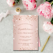 Invitation Fête d'anniversaire rose or rousse parties scintil