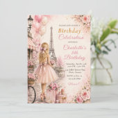 Invitation Fête d'anniversaire Rose Paris (Debout devant)