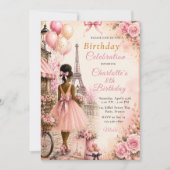 Invitation Fête d'anniversaire Rose Paris (Devant)