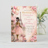 Invitation Fête d'anniversaire Rose Paris (Debout devant)
