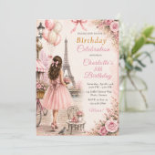 Invitation Fête d'anniversaire Rose Paris (Debout devant)
