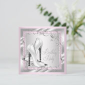 Invitation Fête d'anniversaire rose pour femme (Debout devant)