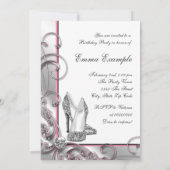 Invitation Fête d'anniversaire rose pour femme (Dos)