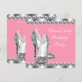 Invitation Fête d'anniversaire rose pour femme (Devant / Derrière)