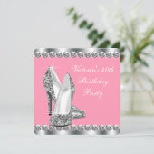 Invitation Fête d'anniversaire rose pour femme (Debout devant)