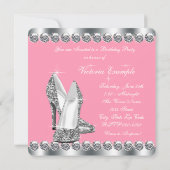 Invitation Fête d'anniversaire rose pour femme (Dos)