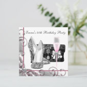 Invitation Fête d'anniversaire rose pour femme (Debout devant)