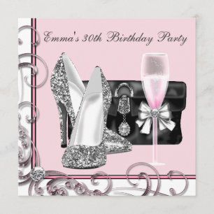 Invitation Fête d'anniversaire rose pour femme