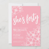 Invitation Fête d'anniversaire rose pour les 40 ans (Devant)