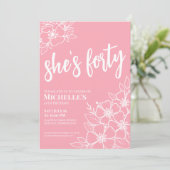Invitation Fête d'anniversaire rose pour les 40 ans (Debout devant)