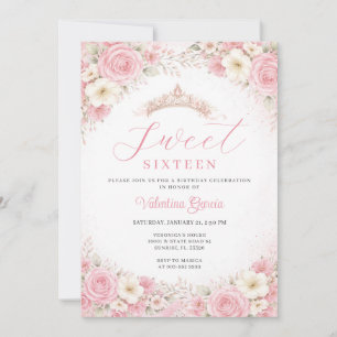Invitation Fête d'anniversaire Rose Rouge Princesse Sweet Six