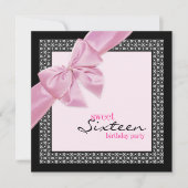 Invitation Fête d'anniversaire rose sweet sixteen (Devant)