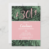 Invitation Fête d'anniversaire rose tropical (Devant)