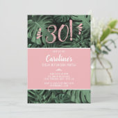 Invitation Fête d'anniversaire rose tropical (Debout devant)