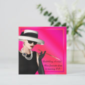 Invitation Fête d'anniversaire rose vif de diva chic (Debout devant)